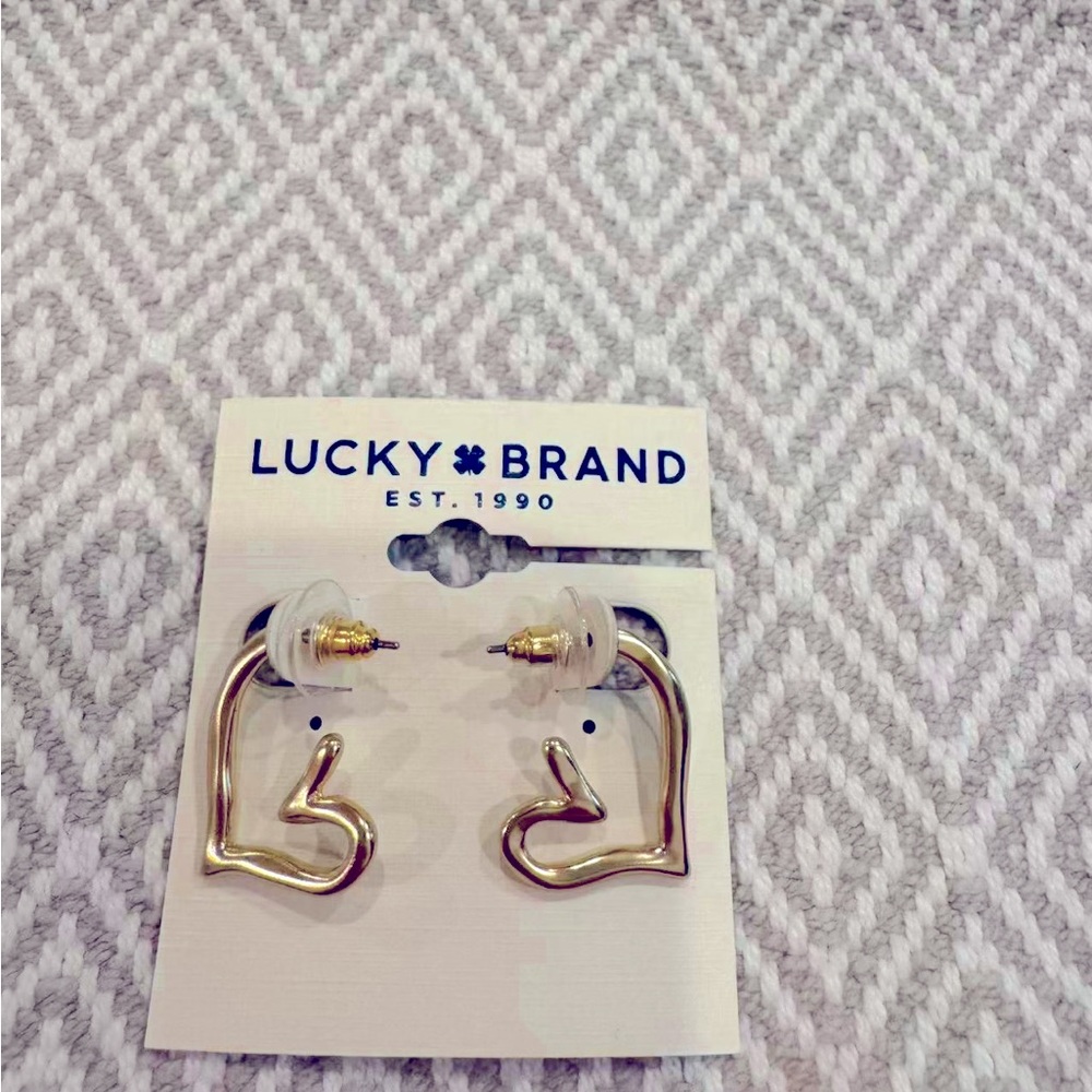 Lucky Brand Gold-Tone Heart Earrings